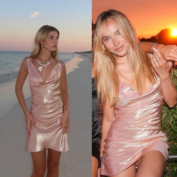 Cynthia Rowley Shimmering Siren Cowl Neck Mini Dress - Picture 1 of 8